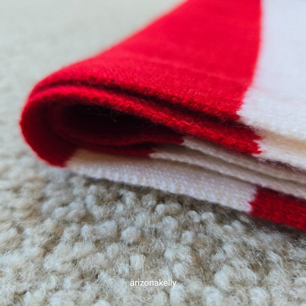 NWOT Talbots Cashmere Scarf Red & White Striped - Picture 10 of 13